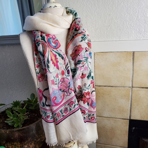 NWT J Crew floral long wrap style scarf 80"x31"